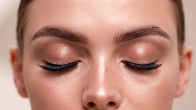 Wimpernverlängerung Ergebnis mit gestylten Brauen bei Beauty by Alina Blum Baden-Baden